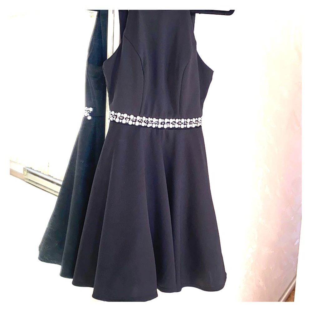 Black Strapless cocktail dress with Jeweled Waist
